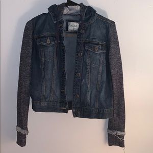 WORN ONCE HOODED JEAN JACKET!!